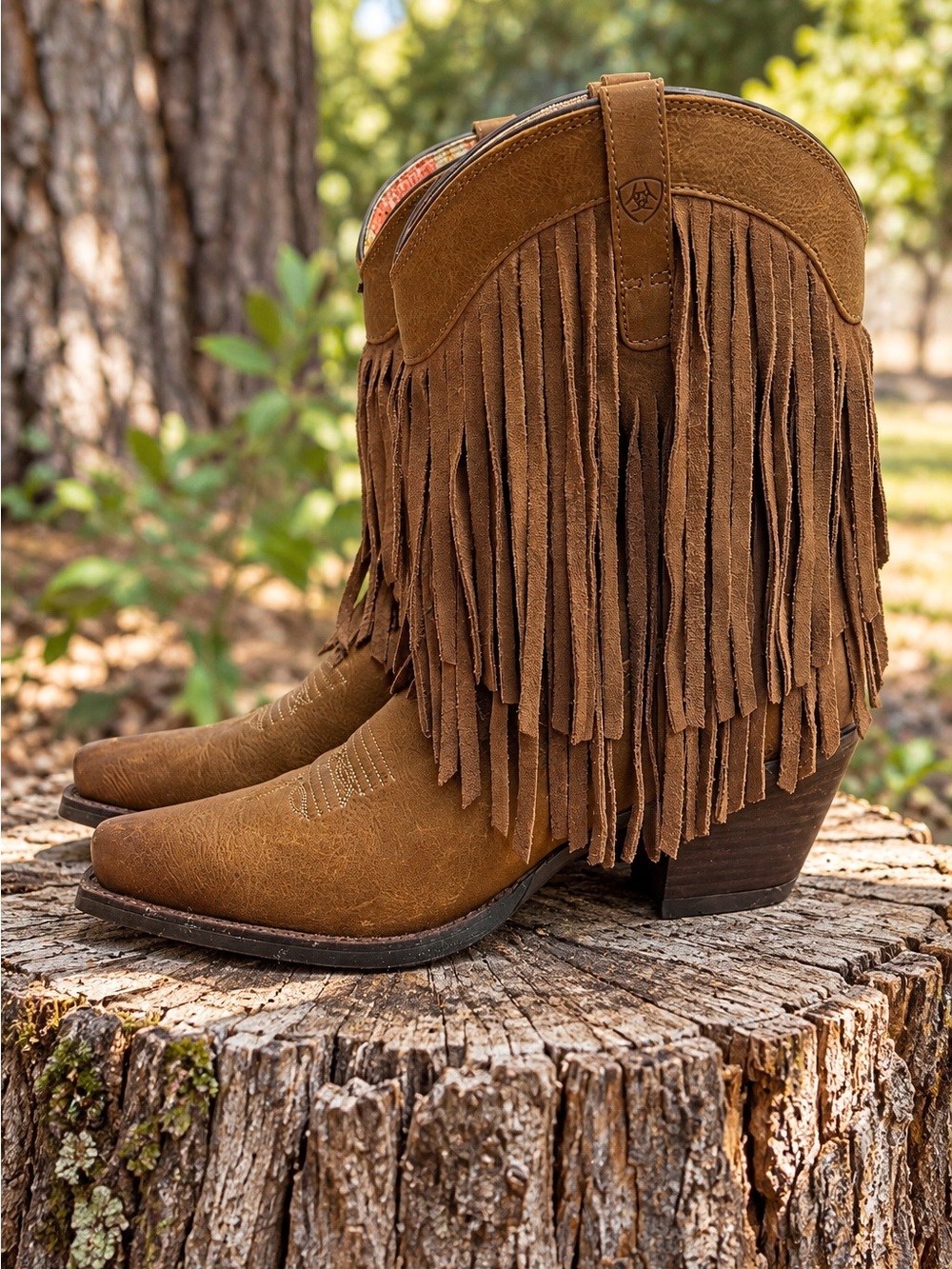 Ariat Gold Rush Genuine Leather Fringe Cowboy Boots Size 9 New Whiskey Brown